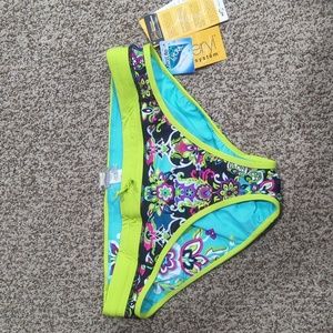 3/$30 Athleta size L bikini swim bottom reversible paisley floral multicolor